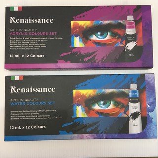 ชุดสีอะคริลิค และชุดสีน้ำ 12 สี RENAISSANCE