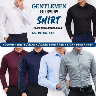 บุรุษเสื้อเชิ้ตแขนยาวสีดําคลาสสิกผู้ชายเกาหลีธรรมดาลําลองแฟชั่นธุรกิจเสื้อโปโลอย่างเป็นทางการสําหรับผู้ชาย