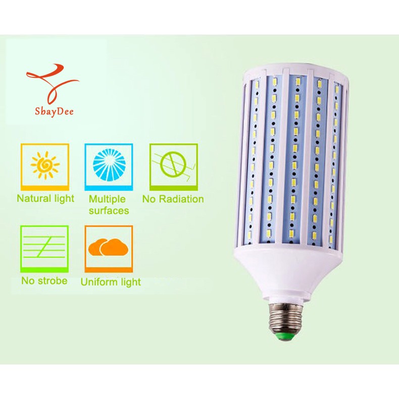 ภาพถ่ายสตูดิโอการถ่ายภาพ LED 40W-168ลูกปัด / 60W-204ลูกปัด / 120W-305ลูกปัด E27 5500K โคมไฟข้าวโพดอ่อนหลอดไฟกลางวัน