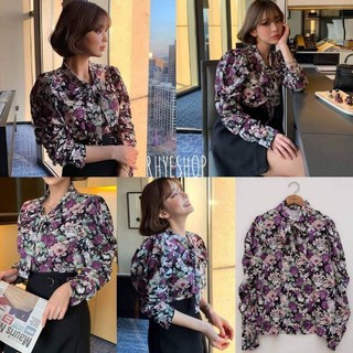 Chuu midnight bloom 🍇🌼เสื้อเชิ้ตเกาหลีผ้าพิมพ์ลายดอกไม้
