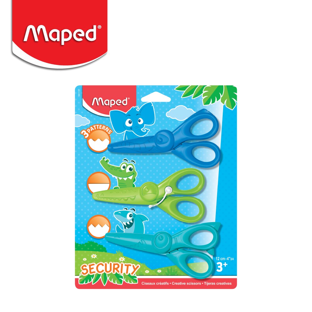 Maped (มาเพ็ด) กรรไกรเด็ก Security 4นิ้ว กรรไกรแพทเทิร์น รหัส SC/981727