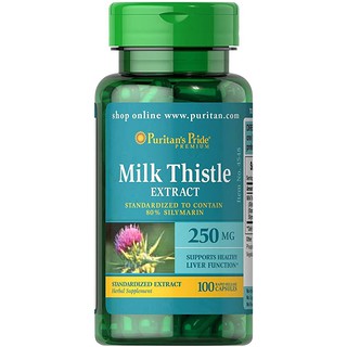 วิตามินบำรุงตับ ขับสารพิษ puritans Milk Thistle Standardized 250 mg (Silymarin) 100 Capsules