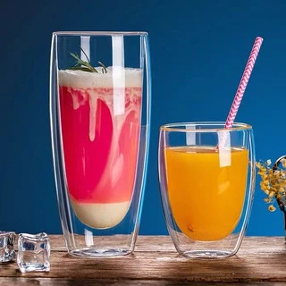 แก้วใสสองชั้น สำหรับใส่เครื่องดื่ม น้ำสมุนไพร น้ำผลไม้ กาแฟ Double Wall Glass ใส่ได้ทั้งร้อนเย็น