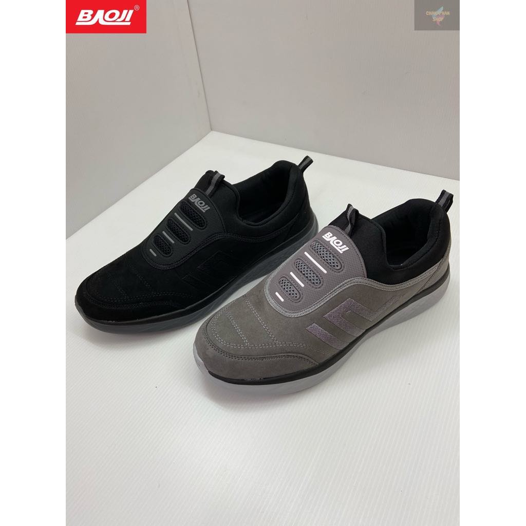 BAOJI ของแท้ 100% รองเท้าผ้าใบชาย  รองเท้าออกกำลังกาย รุ่น BJM454 สีดำ/สีเทา SIZE 41-45