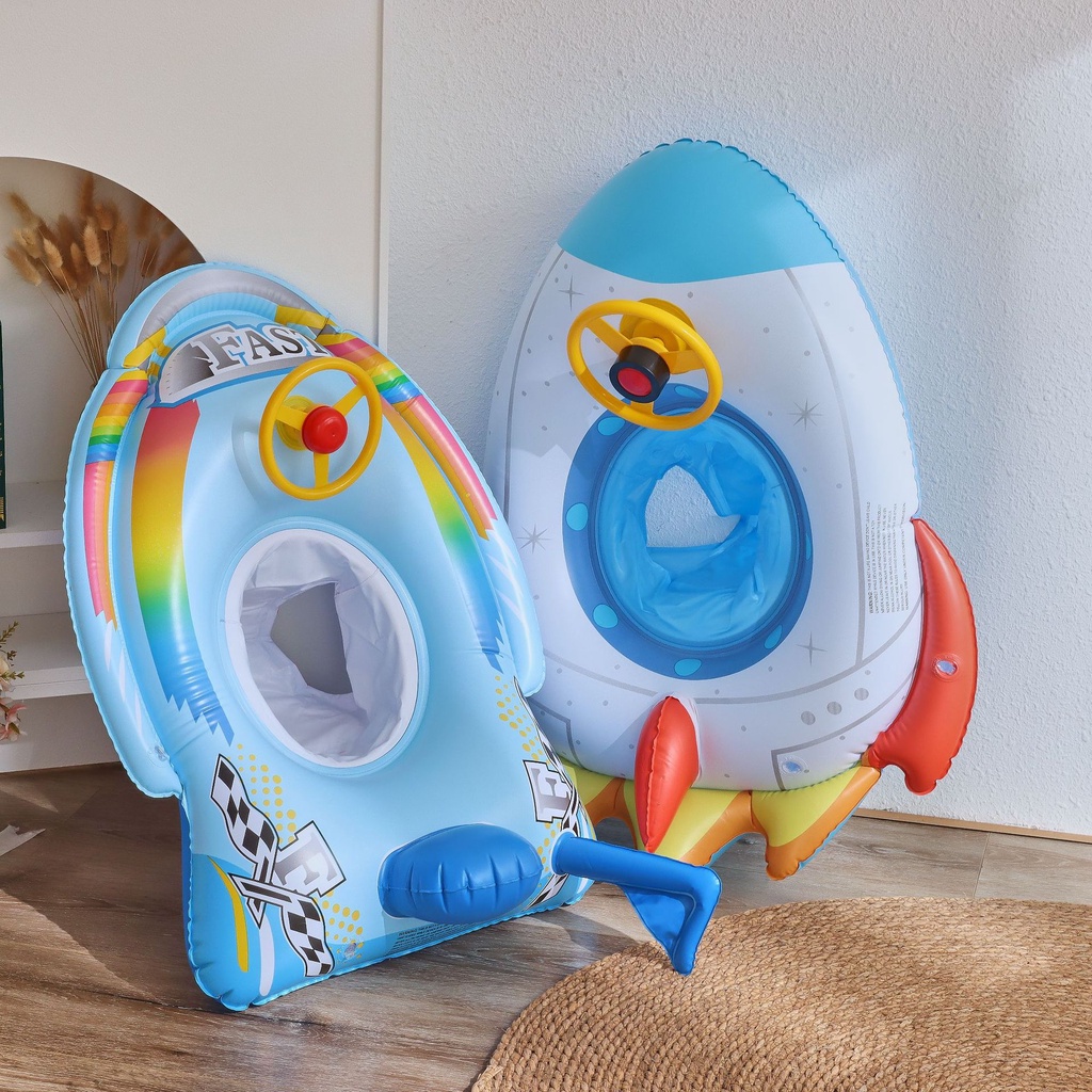 ใหม่ (XLH-246) ห่วงยางเด็ก รูปจรวด/speedboat มีพวงมาลัย ห่วงยางสวมขาเด็ก น่ารัก Baby Swimming Seat