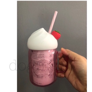 Starbucks pink glass 16 oz ฝาวิปสตอเบอร์รี่