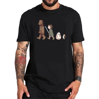 เสื้อยืดคอกลม พิมพ์ลาย Chewbacca &amp; Rey &amp; BB8 &amp; Porg Star Wars แฟชั่นฤดูร้อน สําหรับผู้ชาย