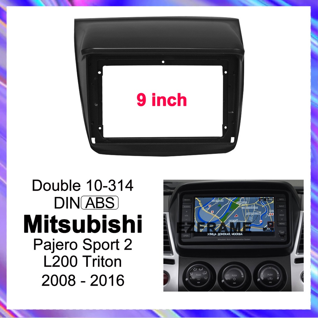 เคสกรอบแดชบอร์ด สําหรับเครื่องเล่น Mitsubishi Pajero Sport 2 L200 Triton 2008-2016 2 Din 9 นิ้ว Android Player Mp5