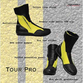 รองเท้าหนังแท้ Pamabo Tour Pro Yellow สำหรับขับขี่มอไซด์