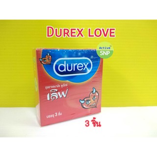 Durex Love ถุงยางอนามัย ดูเร็กซ์ เลิฟ ขนาด 52.5 มม. (บรรจุ 3 ชิ้น/กล่อง) [1 กล่อง]