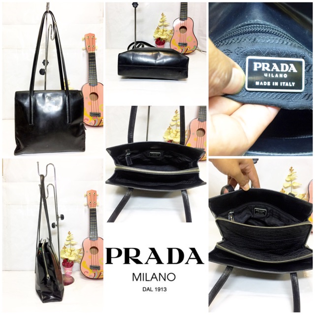 💼: Vintage PRADA Black Spazzolato Leather SHOULDER BAG แท้💯%