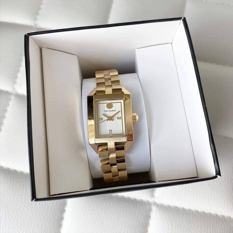 นาฬิกา Tory Burch Gold Stainless Steel Dalloway Ivory Dial Watch TBW1100 |  Shopee Thailand