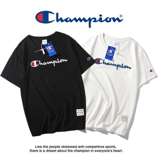 2023 Champion เสื้อยืดลําลอง คอกลม แขนสั้น ผ้าฝ้าย พิมพ์ลาย ทรงหลวม ใส่สบาย แฟชั่นสําหรับสตรี