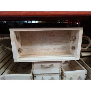 กระบะไม้ หูเชือก ขนาด 11.5 x 24 cm.