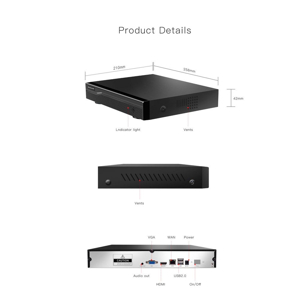 VSTARCAM NVR N8209 Onvif เครื่องบันทึกสำหรับกล้องวงจรปิด 9 ช่อง รองรับฮาร์ดดิสก์ 6TB