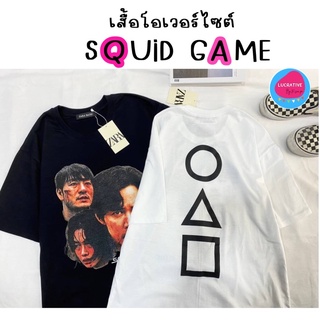 เสื้อยืด Squid game 🔺⚫️◼️สกรีนลาย หน้า-หลัง