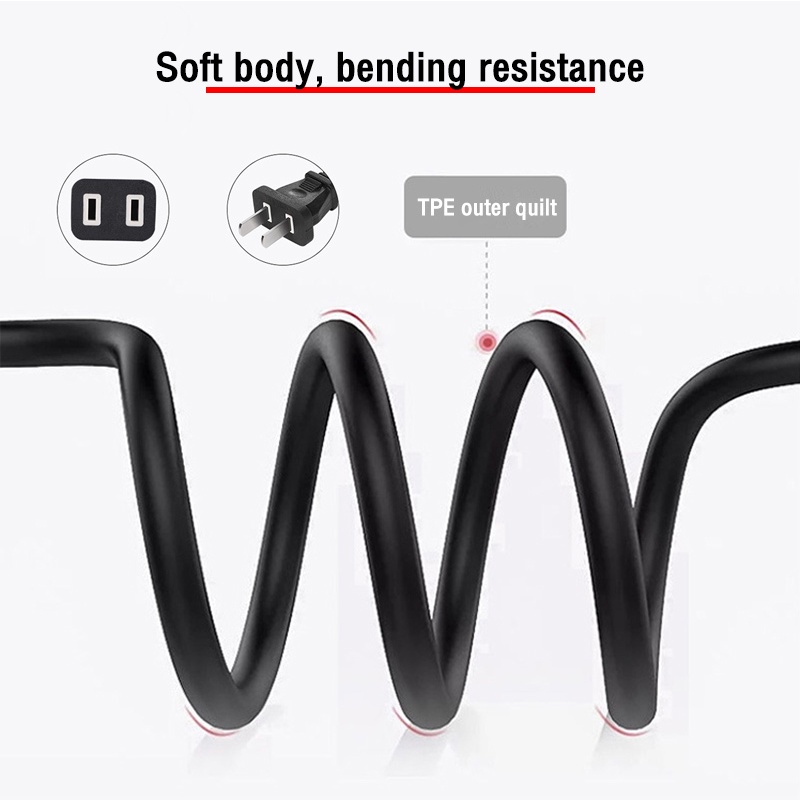 iRemax power extension cord สายไฟต่อปลั๊กสองตัว สายไฟต่อสองรูกำลังสูง สายไฟในครัวเรือน 2500W