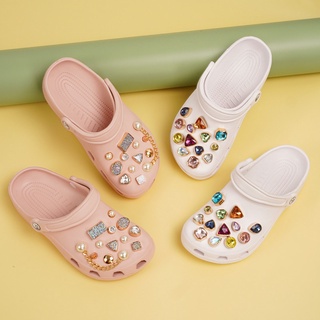 สายโซ่โลหะ ประดับเพชรเทียม สําหรับรองเท้า Crocs DIY