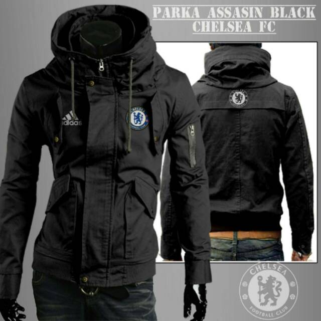 (จัดส่งฟรี) เสื้อแจ็คเก็ต Assassin Chelsea Black Parka Jacket.Body-Fit.เสื้อฟุตบอล.เสื้อแจ็คเก็ตผู้ช