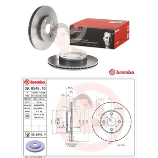 09 8545 11 จานเบรค ล้อ F (ยี่ห้อ BREMBO) รุ่น UV TOYOTA Vios 1.5 ปี 2002-2006