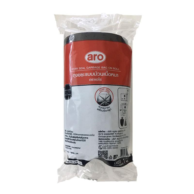 ✨นาทีทอง✨ เอโร่ ถุงขยะม้วน ขนาด 28x36 นิ้ว แพ็ค 50 ใบ 1 กก. aro Garbage Bag Roll 28X36" x 50 pcs, 1 