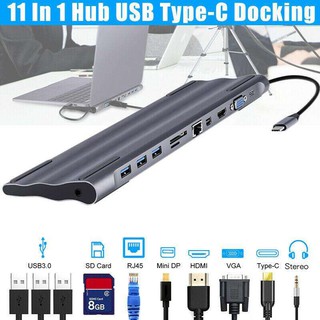 Multifunction 11 In 1 Usb C Hub, Aluminum Type C Adapter With 3 Usb 3.0 Ports ,3.5Mm Audio Port