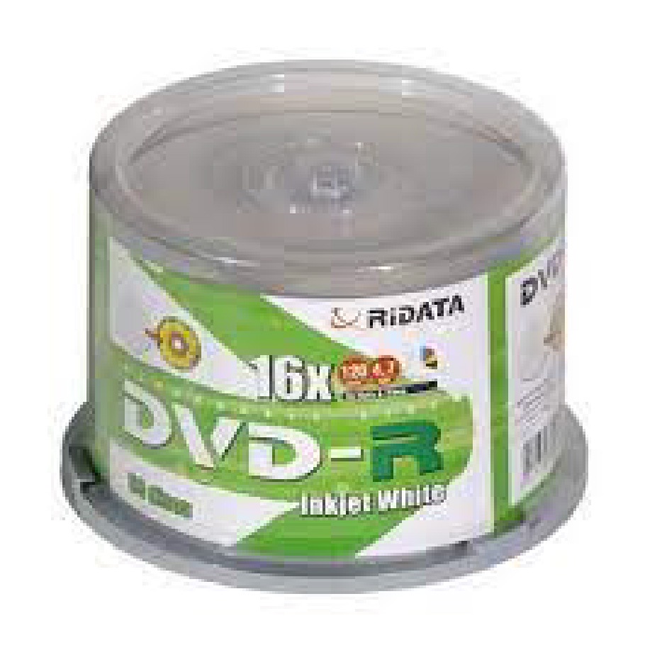 แผ่นดีวีดี DVD-R Printable หน้าขาว Ridata 4.7GB 16x/120min (50 pcs)