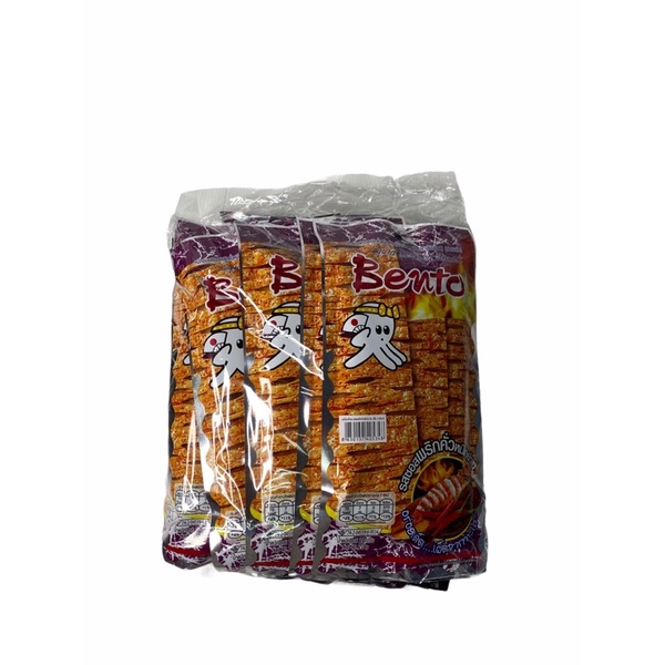 เบนโตะ Bento รสใหม่.. ซอสพริกคั่วหมึกย่าง Squid Seafood Snack Chilli Sauce Grill Squid สีม่วง 20g 1แ