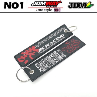 Js RACING รถแข่ง รถจักรยานยนต์ พวงกุญแจ เย็บปักถักร้อย อัตโนมัติ JDM พวงกุญแจ คาราบิเนอร์ หัวเข็มขัด กระเป๋าเป้สะพายหลัง หัวเข็มขัด พวงกุญแจ