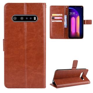 เคสโทรศัพท์หนัง PU ฝาพับ พร้อมช่องใส่บัตร และสายคล้อง หรูหรา สําหรับ LG V60 ThinQ 5G