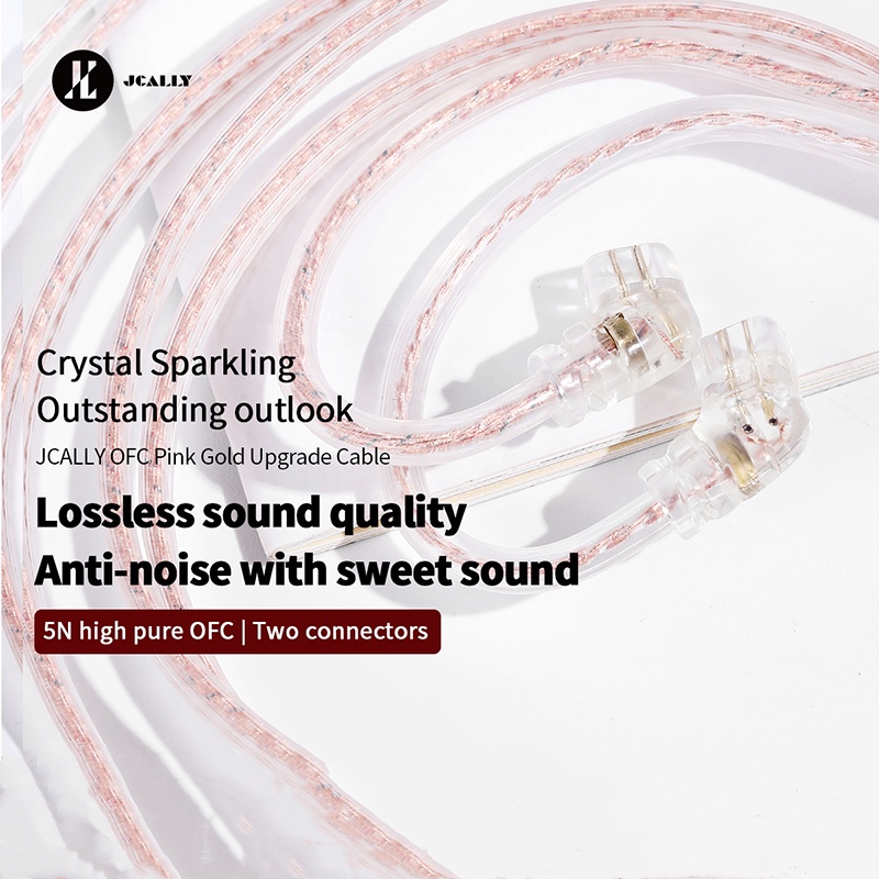 Jcally 5N สายเคเบิลหูฟัง ทองแดง ชุบเงิน OFC 0.78 มม. QDC MMCX PJ2 สําหรับ KZ ZST ZSN ZS10 ZEX Pro DQ