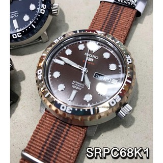 SEIKO SPORTS 5 Automatic นาฬิกาข้อมือผู้ชาย สายผ้านาโต้ รุ่น SRPC68K1 - (สีโรสโกลด์/หน้าน้ำตาล)