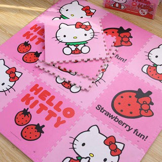 พรมปูพื้น⌵พรมการ์ตูน⌵ สีแดงไม้ไผ่การ์ตูนเสื่อโฟม Hellokitty เด็กปีนเขาเสื่อสาวห้องเจ้าหญิงการคุ้มครองสิ่งแวดล้อมความชื้น