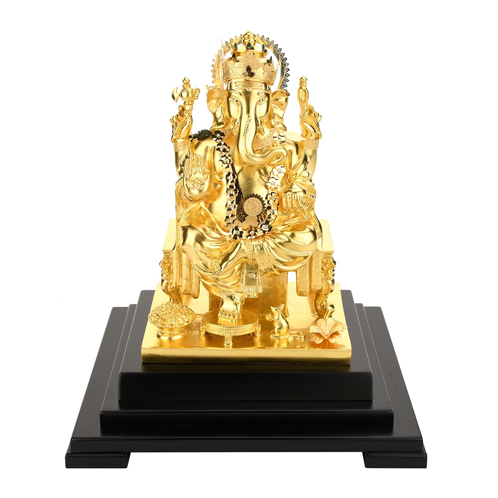 ■Indian Buddhism Gold Foil Ganapati Ganesh Gold Lord Ganesha Elephant Buddha Statue Home Garden Buddha Decoration Statue