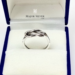 🎁 Love knot ring : แหวนเงินแท้ 92.5% รมดำ ดีไซน์เท่ๆ น่าใส่ แหวนเงินแท้ 100 Major silver  :  E-V-2Kn1.5