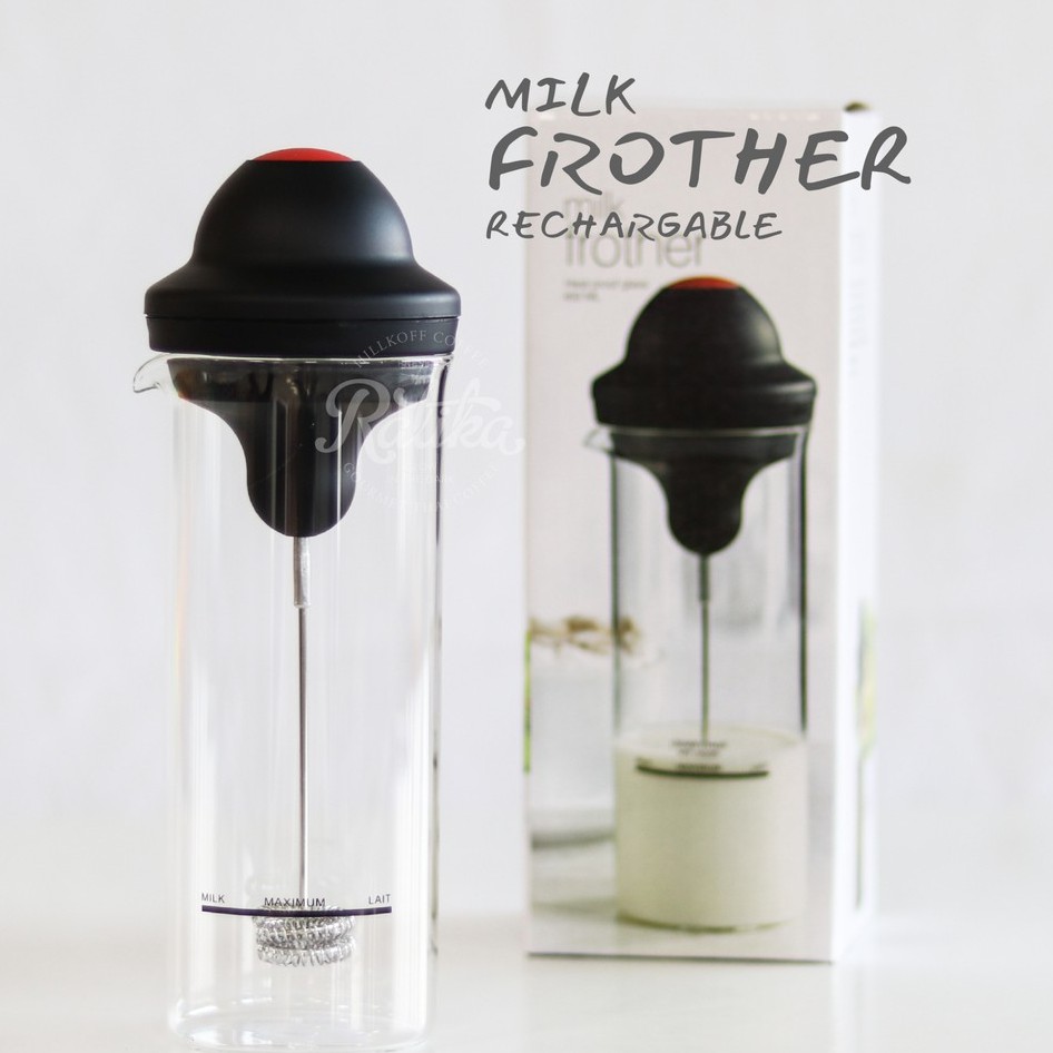 Ratika เครื่องทำโฟมนม Milk Frother Rechargeable Heat proof glass 450