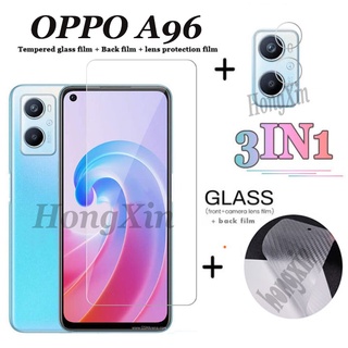 (3in1) ฟิล์มกระจกนิรภัยกันรอยหน้าจอ ฟิล์มกล้อง ฟิล์มด้านหลัง สําหรับ OPPO A96 A97 A76 A36 OPPO A95 A55 A54 A94 A16K A12 A7