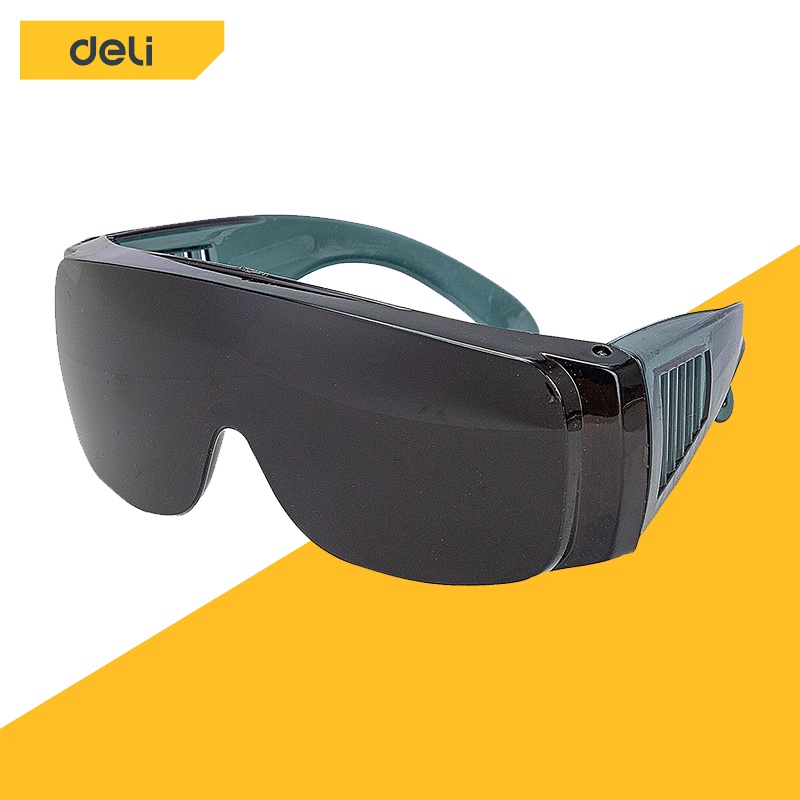 Deli แว่นตาเชื่อมเหล็ก แว่นตากันฝุ่น เชื่อมเหล็ก ป้องกันสะเก็ด กันฝุ่น กรองแสง Protective Glasses