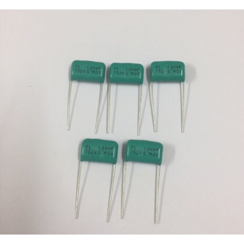 5ชิ้น 0.0075UF 1500V 752M=7.5NF ขาห่าง20mm. ไม่ล่าคาปาซิเตอร์ capacitor อะไหล่อิเล็กทรอนิกส์ คุณภาพเ