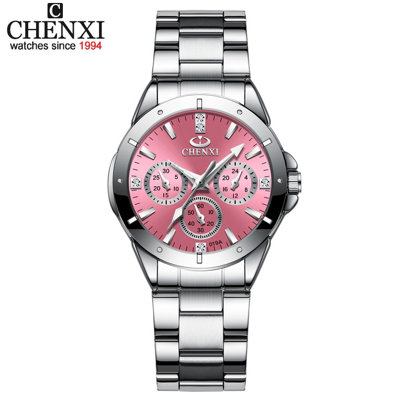 CHENXI CHENXI แฟชั่นสุภาพสตรีนาฬิกา CX-019A Silver All-Steel Analog นาฬิกากันน้ํานาฬิกาควอตซ์