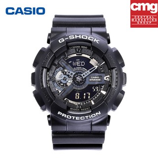 Casio G-SHOCK mens นาฬิกาแฟชั่น คู่แสดงกีฬานาฬิกาดิจิตอลมัลติฟังก์ชั่นกันน้ำและกันกระแทก GA-110-1B แนวโน้มของอัศวินดำ