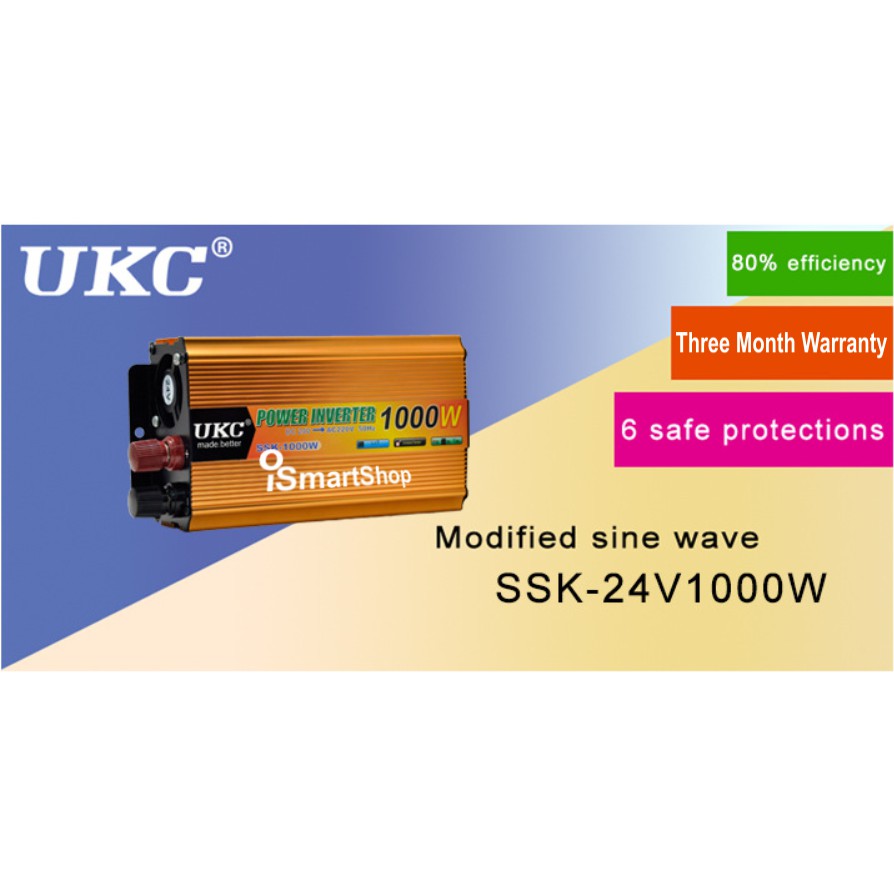 เครื่องแปลงไฟ24VDCเป็น220VAC Car inverter(1000w)