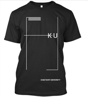 เสื้อสกรีนKU (Kasetsart University) ลายAสีดำ