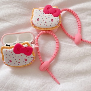 เคสหูฟังบลูทูธไร้สาย ซิลิโคน ลายจุดคิตตี้ สีชมพู สําหรับ Airpods pro 3 2 1 1 2 3 pro