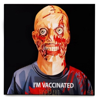 รูปภาพ Im vaccinated ฉีดวัคซีน รูปภาพ​ติด​ผนัง​ pop art การ์ตูน cartoon แต่งบ้าน ของขวัญ กรอบรูป ของสะสม