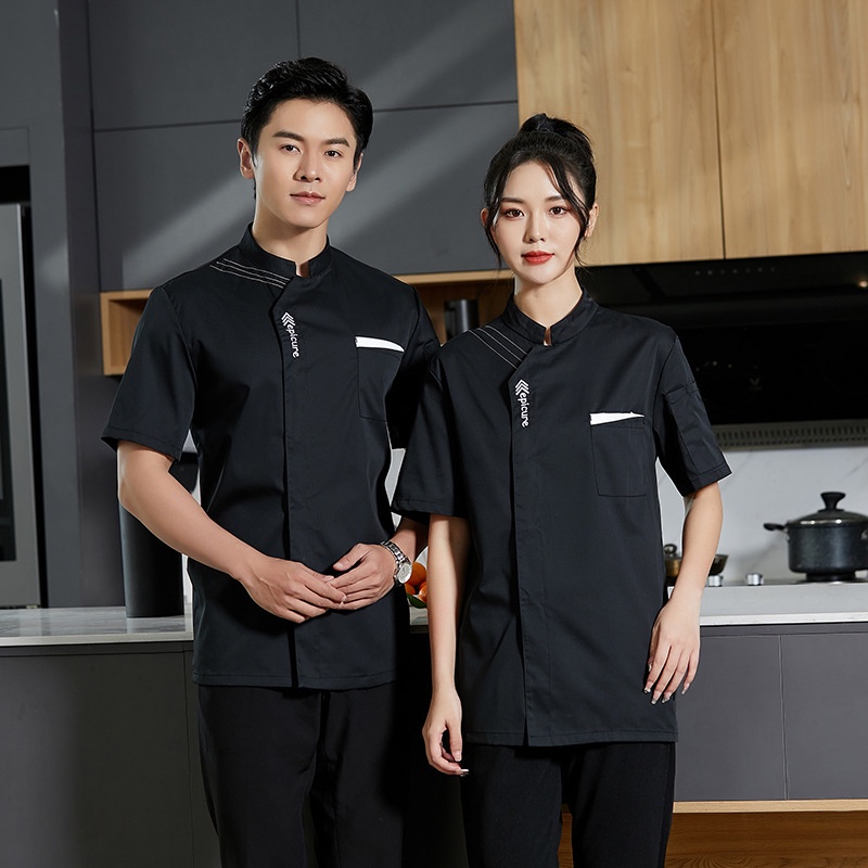 Chef Workwear Short Sleeved Mens Summer Hotel Restaurant Chefs Clothes Breathable Thin Style 6287