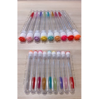 แปรงปัดขนตา  แปรงปัดขนคิ้ว พร้อมหลอดเก็บ ลายกุหลาบ