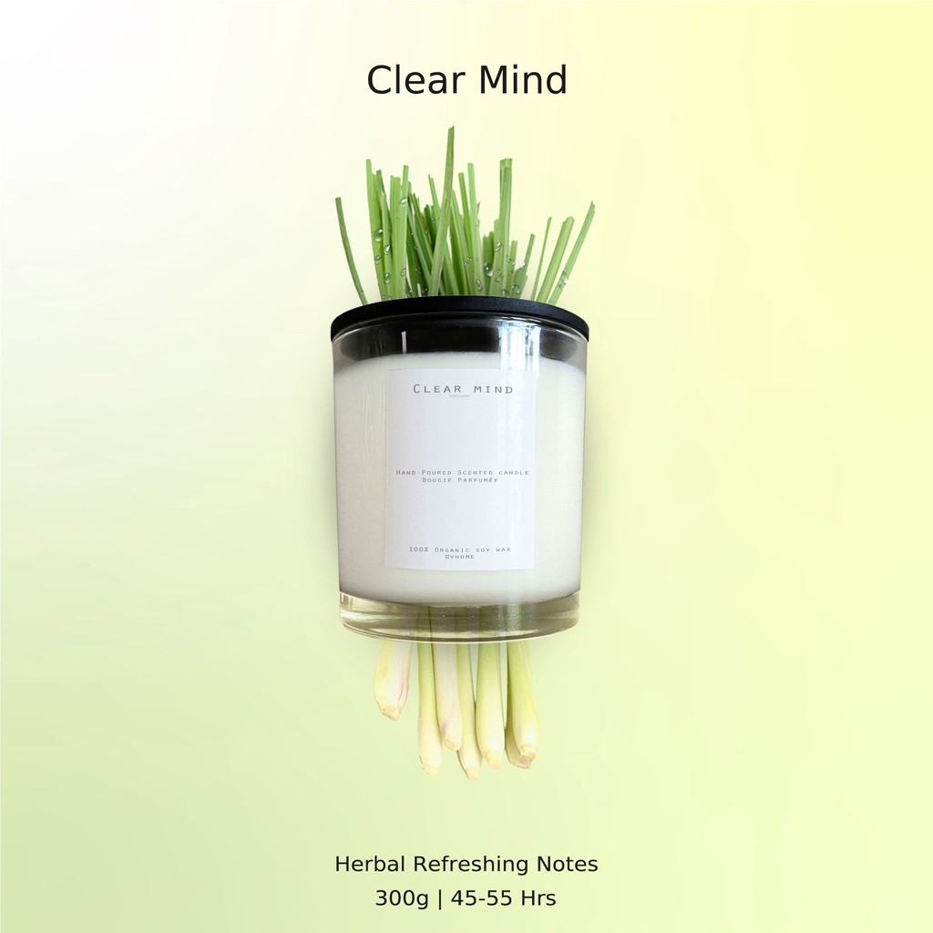 (ลด50.-โค้ดหน้าร้านลด25+SKY111CNลด25) เทียนหอมกลิ่นClear Mind citronella 300g Double wicks Clear Min