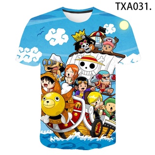 เสื้อยืดลําลอง แขนสั้น พิมพ์ลายการ์ตูน One Piece 3D แฟชั่นฤดูร้อน สําหรับผู้ชาย และผู้หญิง 2022