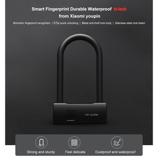 สมาร์ทกุญแจ ปลดด้วยลายนิ้วมือ Xiaomi Areox Smart Waterproof Fingerprint U-lock กุญแจล็อค ยูล็อค สายล๊อค สายล็อคจักรยาน